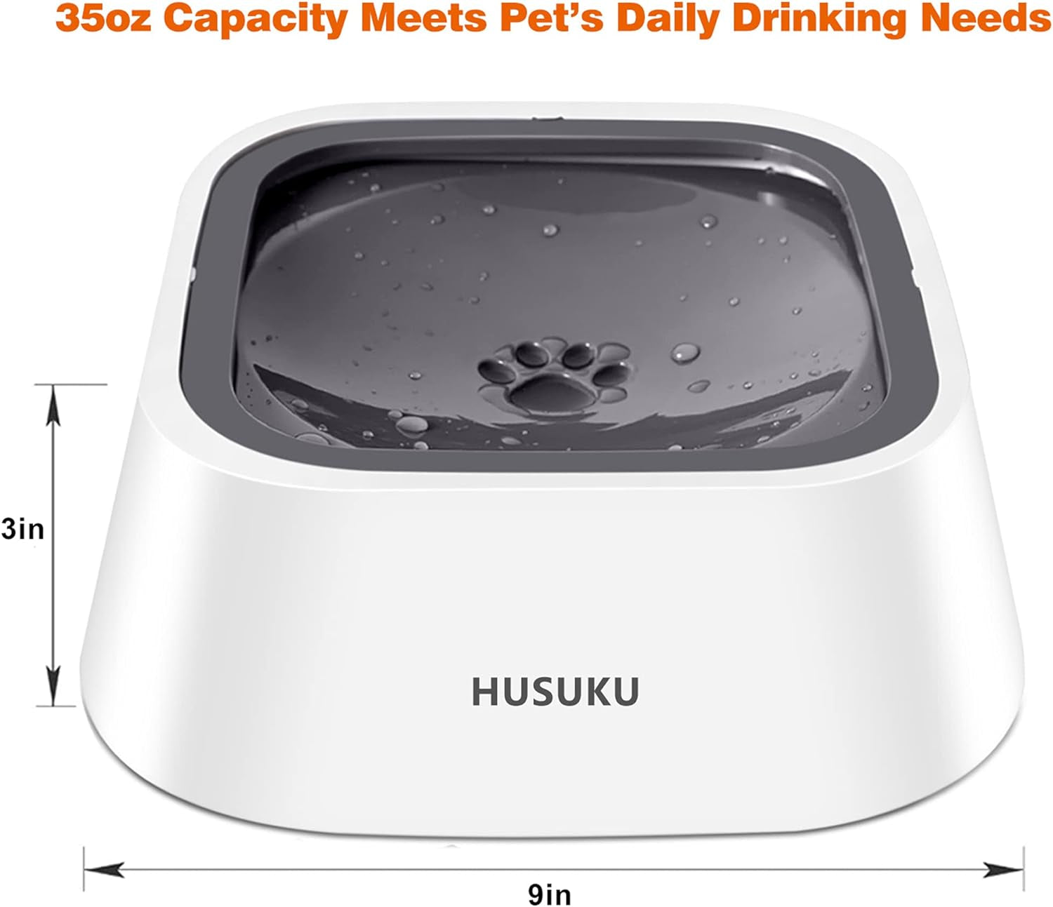 Dog Water Bowl - No-Slip Pet Water Dispenser and Slow Feeder Bowl, 35Oz Capacity